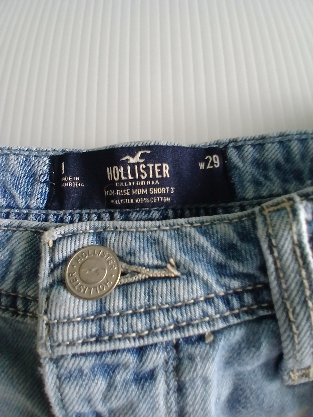 Hollister Light Blue High-Rise Mom Denim Shorts